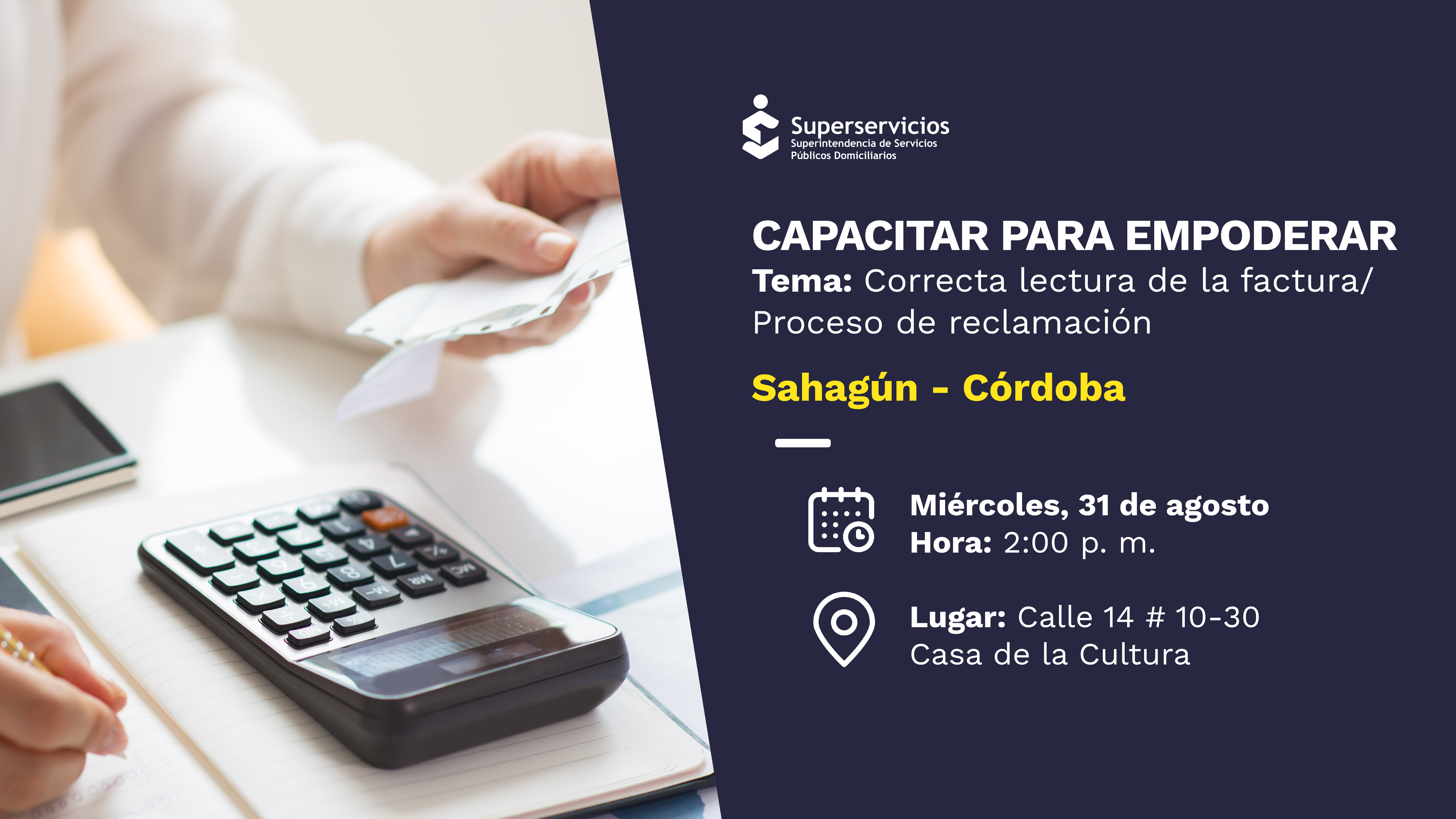 Capacitar para Empoderar - Correcta lectura de la factura y proceso de reclamación en Sahagún, Córdoba
