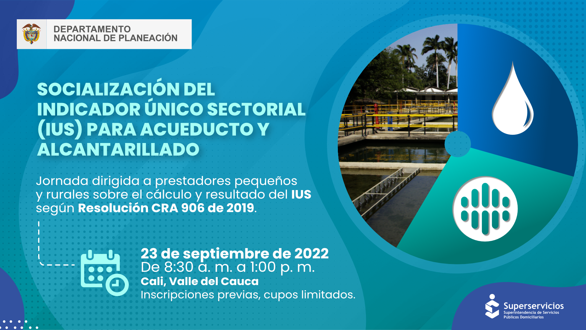 Socialización del Indicador Único Sectorial IUS para acueducto y alcantarillado, en Cali, Valle del Cauca
