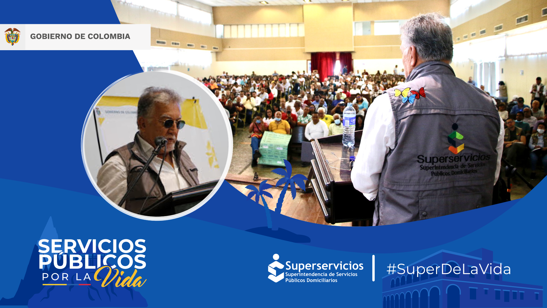 Superintendente Dagoberto Quiroga Collazos frente a más de 500 personas que asistieron al primer diálogo “Servicios Públicos por la Vida”